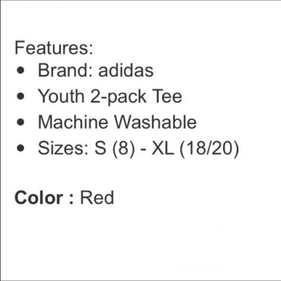 adidas Youth 2-pack Tee, Red set (Youth size : L, XL) - Picture 6 of 9
